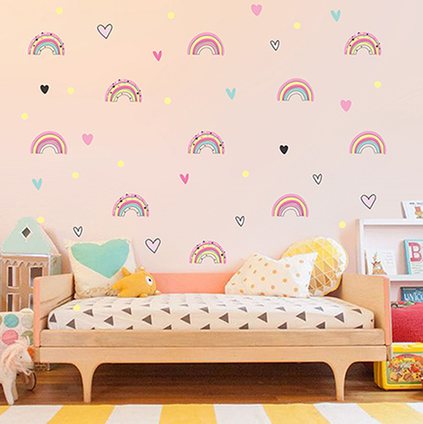 Adesivo de Parede Infantil Arco Íris Candy Color - recortados e autocolante