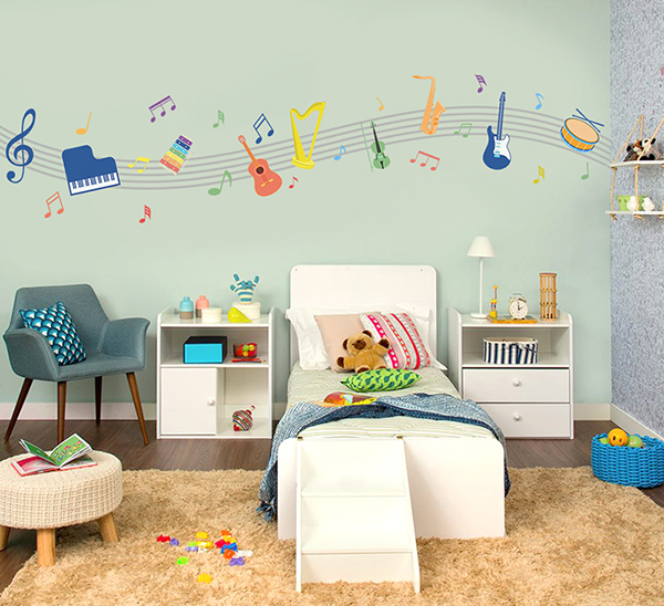 Adesivo de parede recortado e autocolante - Instrumentos Musicais Coloridos