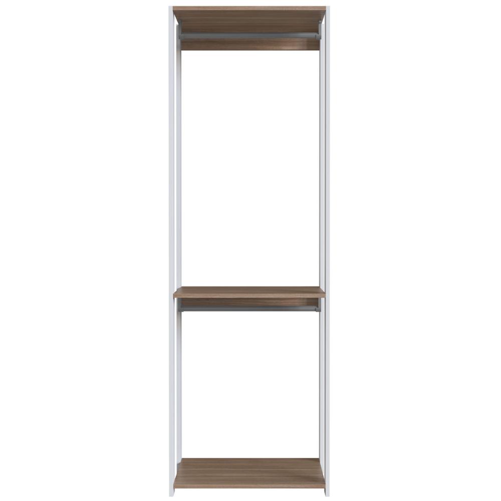 Closet Modulado 57x45x183cm com 3 Prateleiras e 2 Cabideiros ProDecor em MDP Montana e Branco