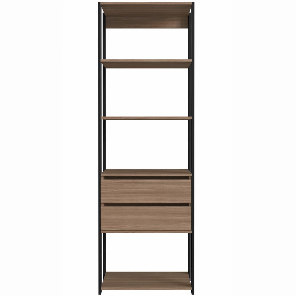 Closet Modulado 60x45x183cm com 5 Prateleiras e 2 Gavetas ProDecor em MDP Montana e Preto