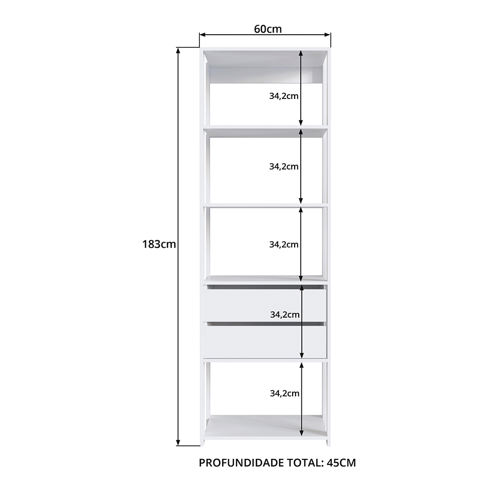 Estante Belga 2 GV Branca 60 cm