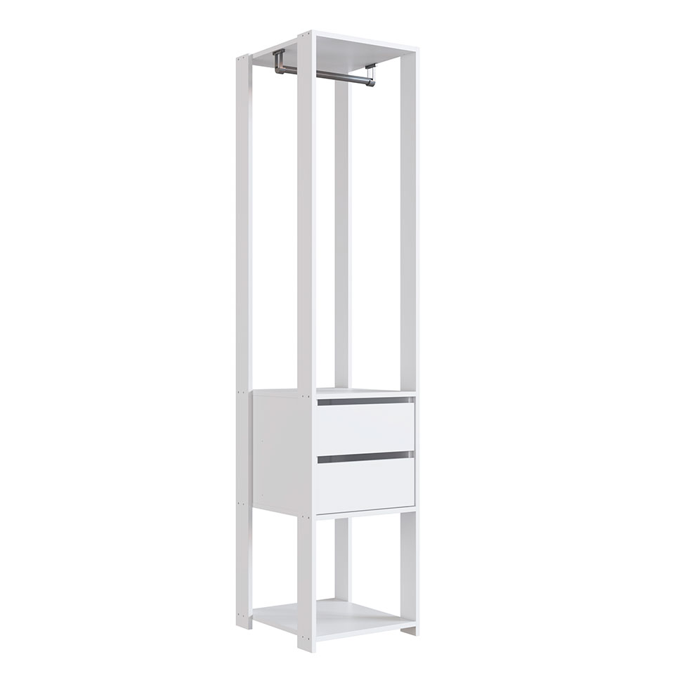 Estante Belga 2 GV com Cabideiro Branca 40 cm