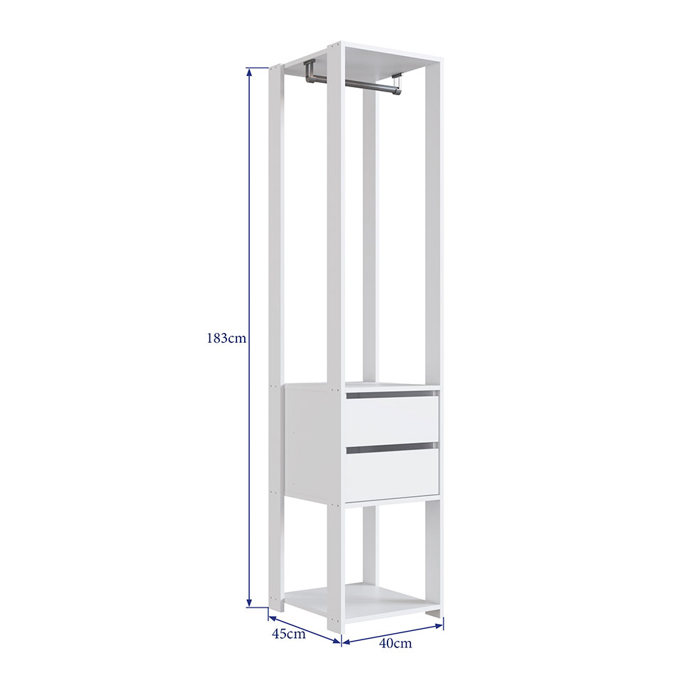 Estante Belga 2 GV com Cabideiro Branca 40 cm