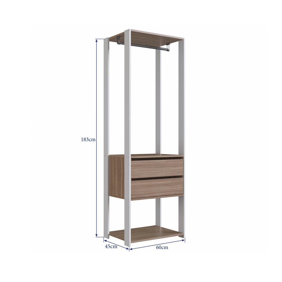 Estante Com Gavetas E Cabideiro Linha Closet