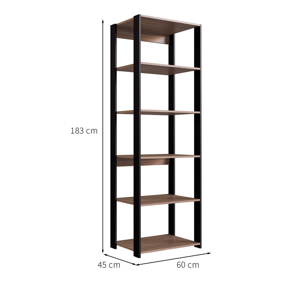 Estante Merlin Preta 183x60 cm