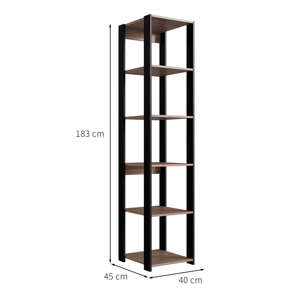 Estante Merlin Preta e Montana 183x40 cm