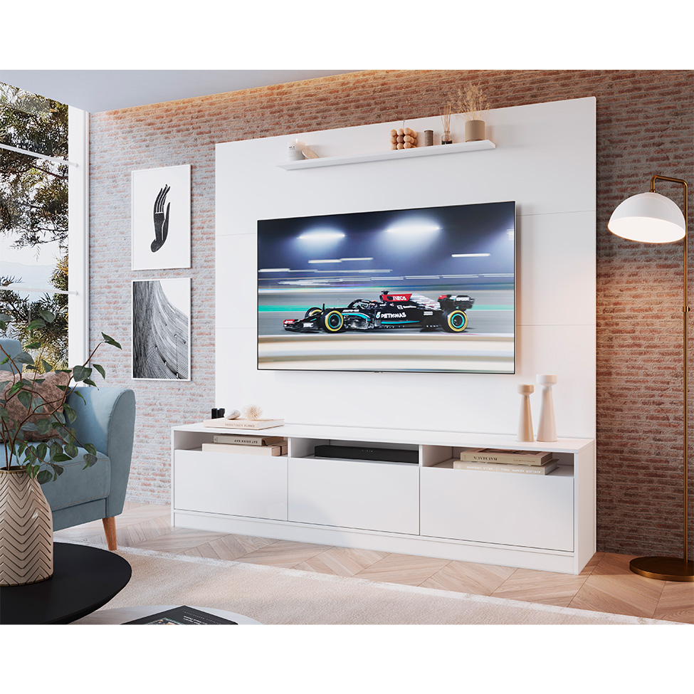 Estante para Home Theater e TV até 50 Polegadas Merlin 3 PT Branca
