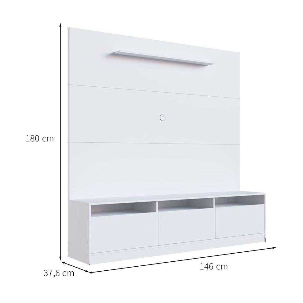 Estante para Home Theater e TV até 50 Polegadas Merlin 3 PT Branca