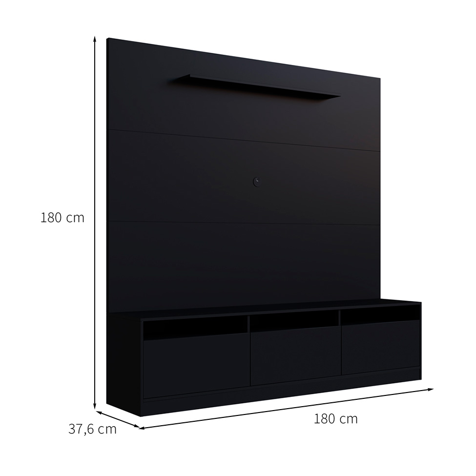 Estante para Home Theater e TV até 65 Polegadas Merlin 3 PT Preta