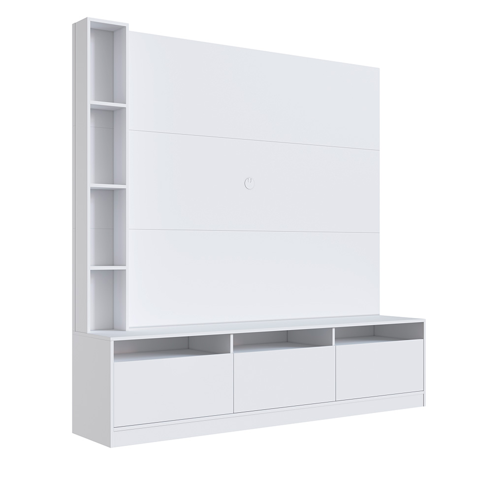 Estante para Home Theater e TV até 65 Polegadas Merlin com Nichos 3 PT Branca