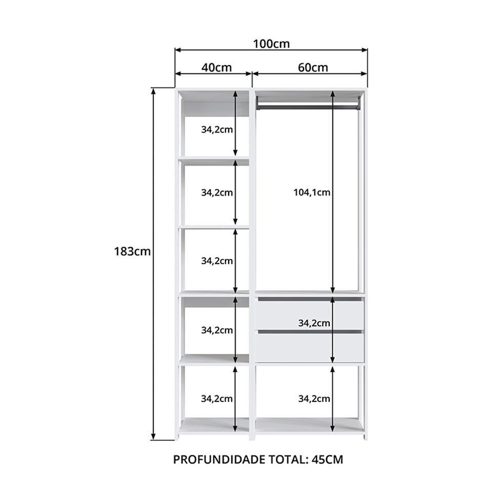 Guarda-Roupa Closet Belga 2 GV Branco