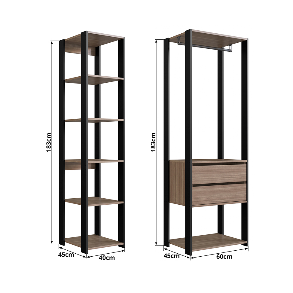 Guarda-Roupa Closet Belga 2 GV Montana e Preto