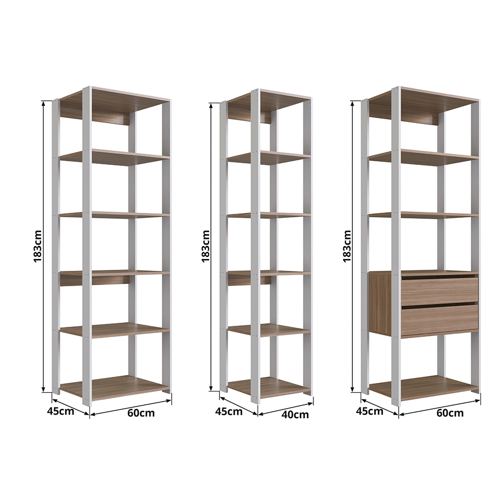 Guarda-Roupa Closet Belga 2 Gavetas Branco e Montana
