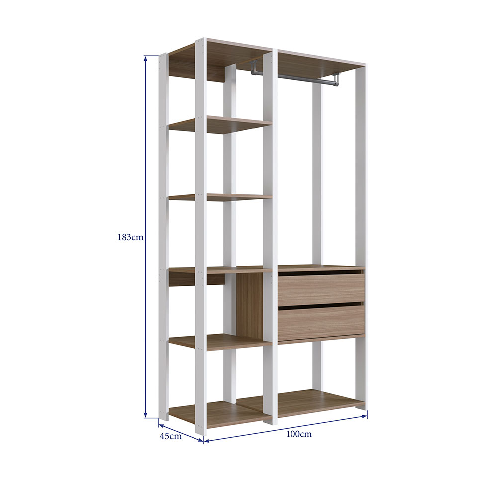 Guarda-Roupa Closet Belga 2 Gavetas Montana e Branco