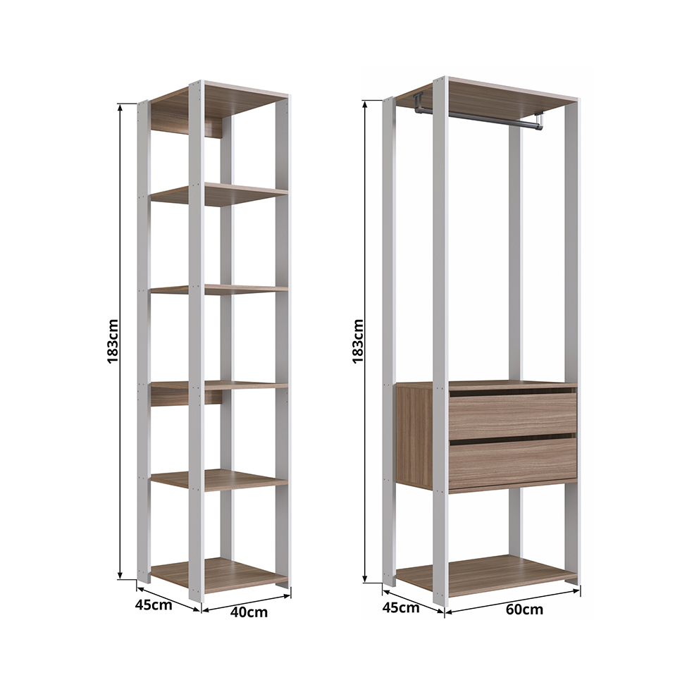 Guarda-Roupa Closet Belga 2 Gavetas Montana e Branco