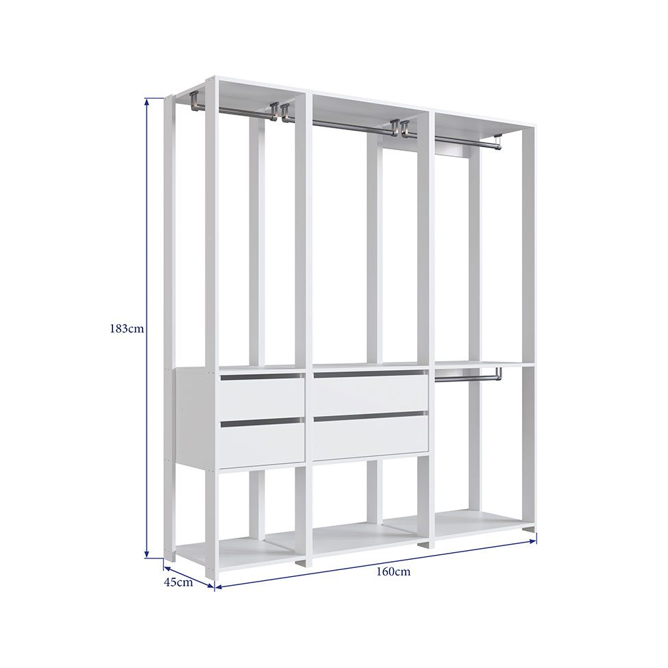 Guarda-Roupa Closet Belga 4 Gavetas Branco