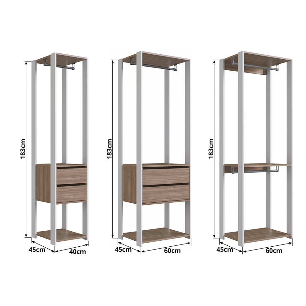Guarda-Roupa Closet Belga 4 Gavetas Branco e Montana
