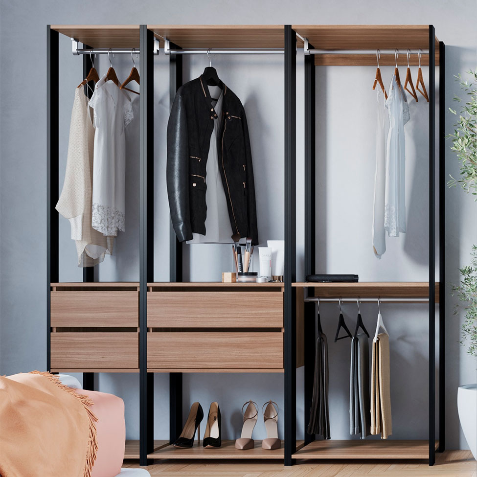 Guarda-Roupa Closet Belga 4 Gavetas Preto e Montana