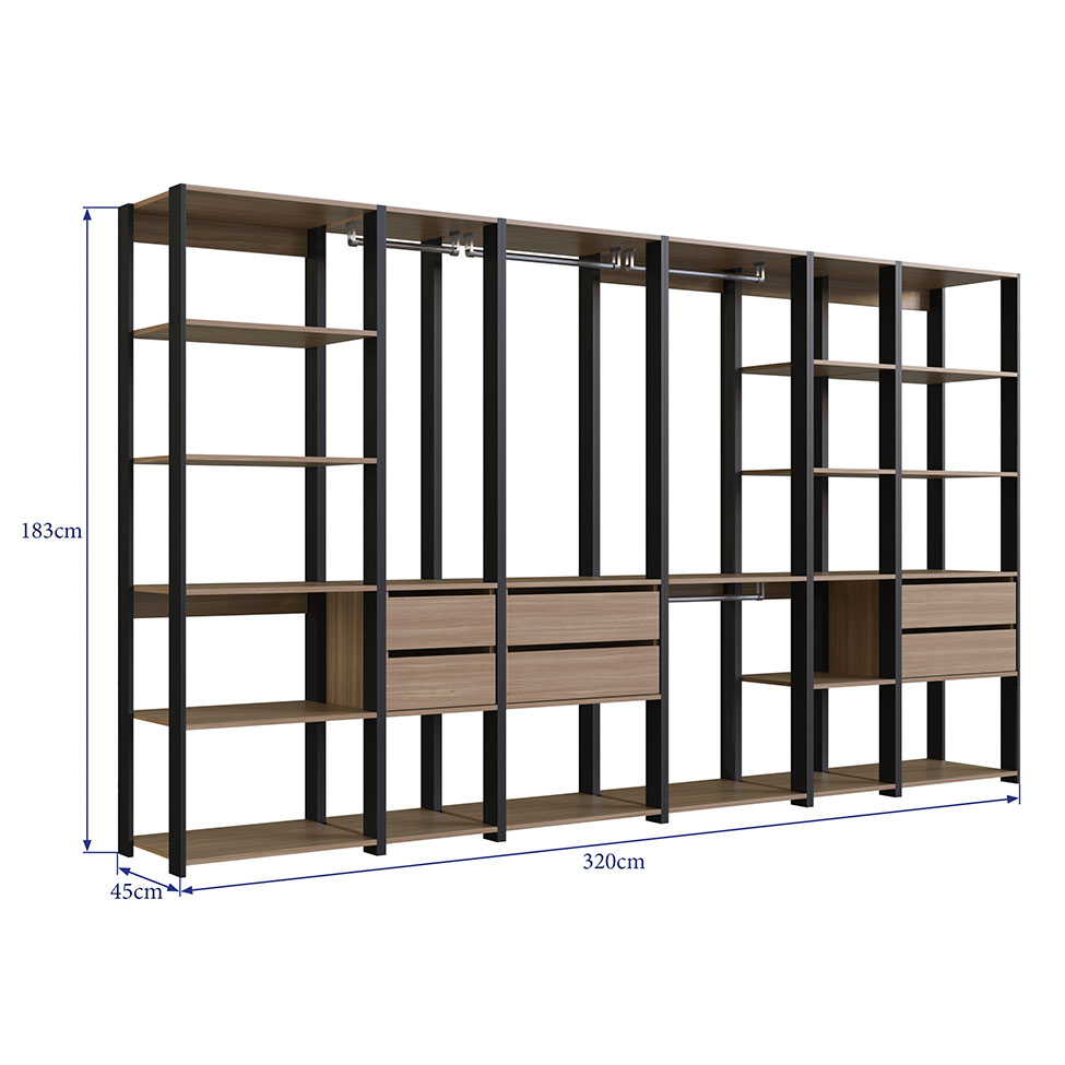 Guarda-Roupa Closet Belga 6 GV Preto e Montana