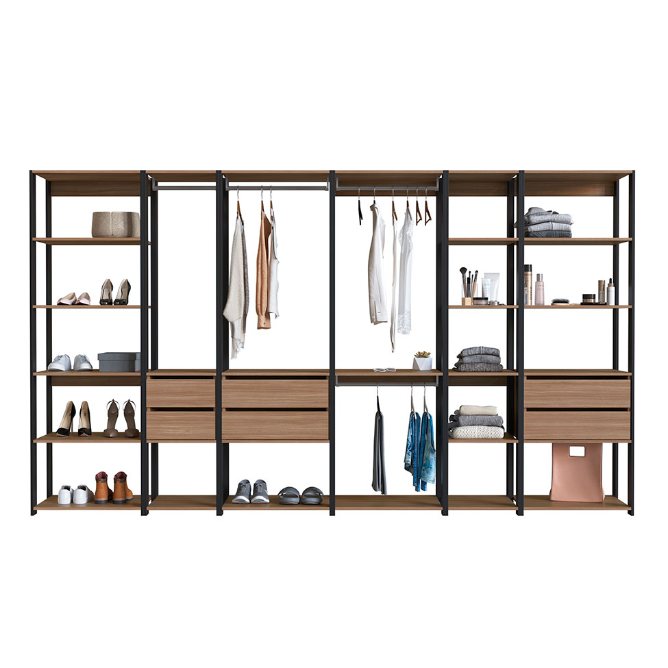 Guarda-Roupa Closet Belga 6 GV Preto e Montana