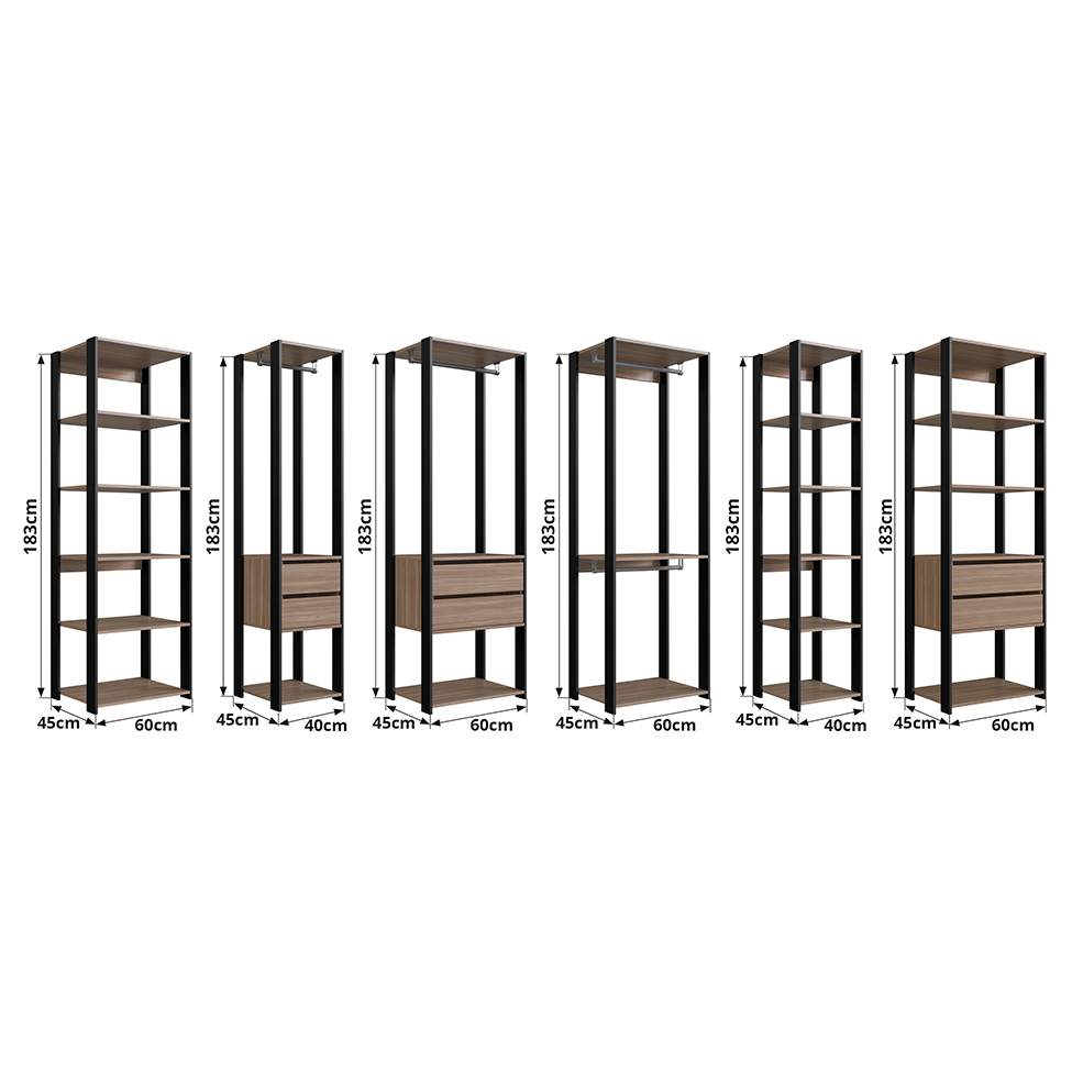 Guarda-Roupa Closet Belga 6 GV Preto e Montana