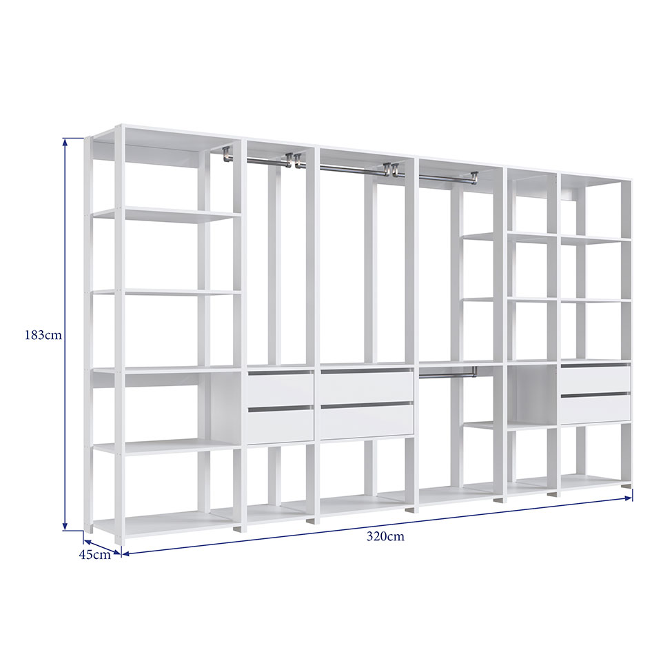 Guarda-Roupa Closet Belga 6 Gavetas Branco