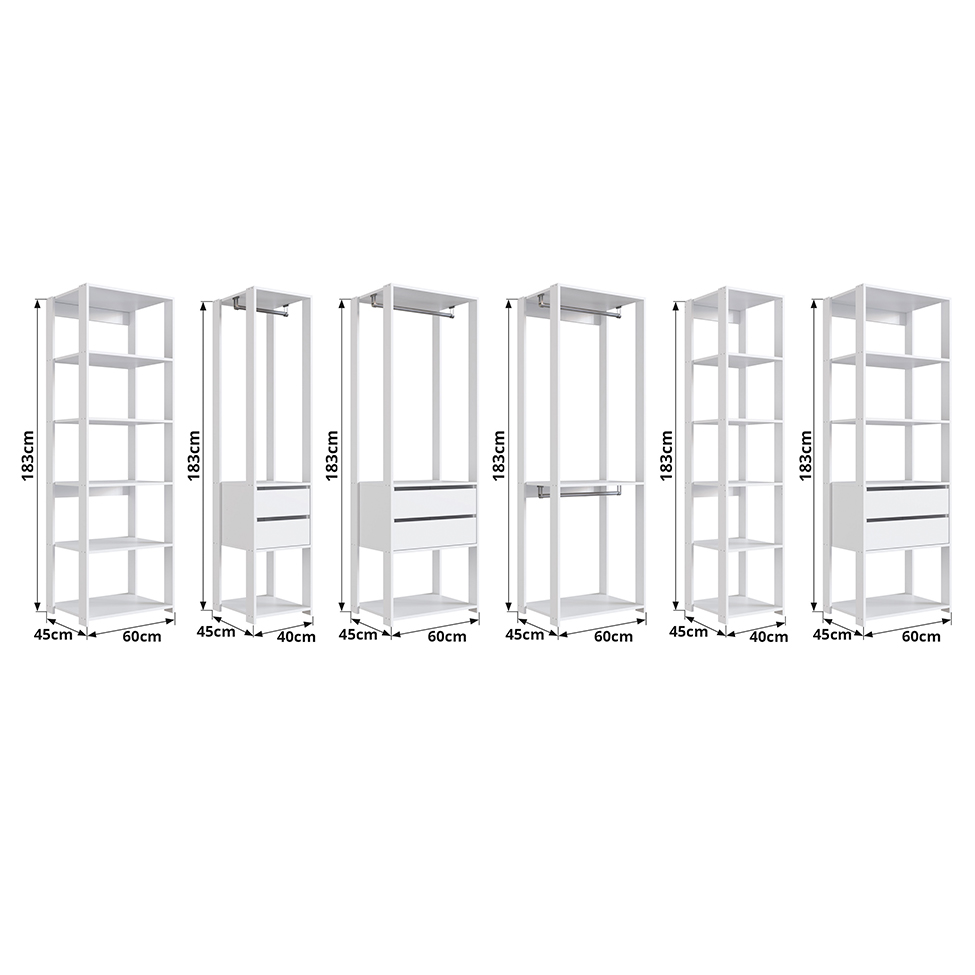 Guarda-Roupa Closet Belga 6 Gavetas Branco