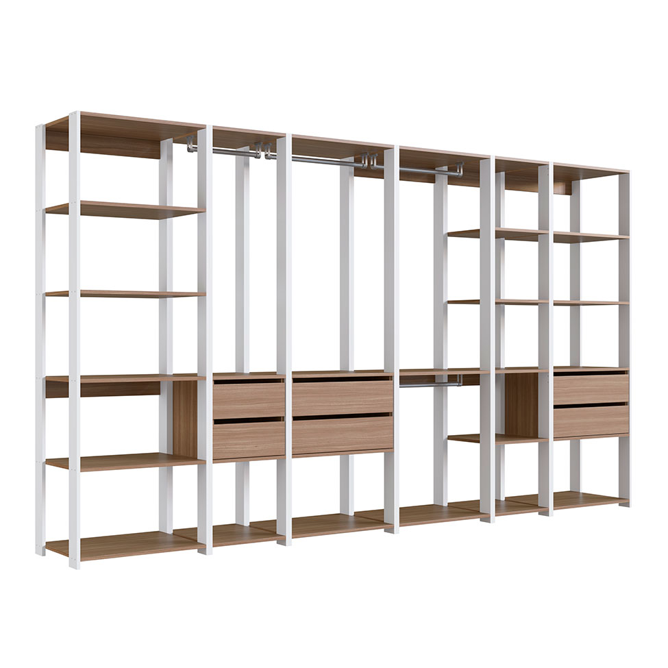 Guarda-Roupa Closet Belga 6 Gavetas Branco e Montana