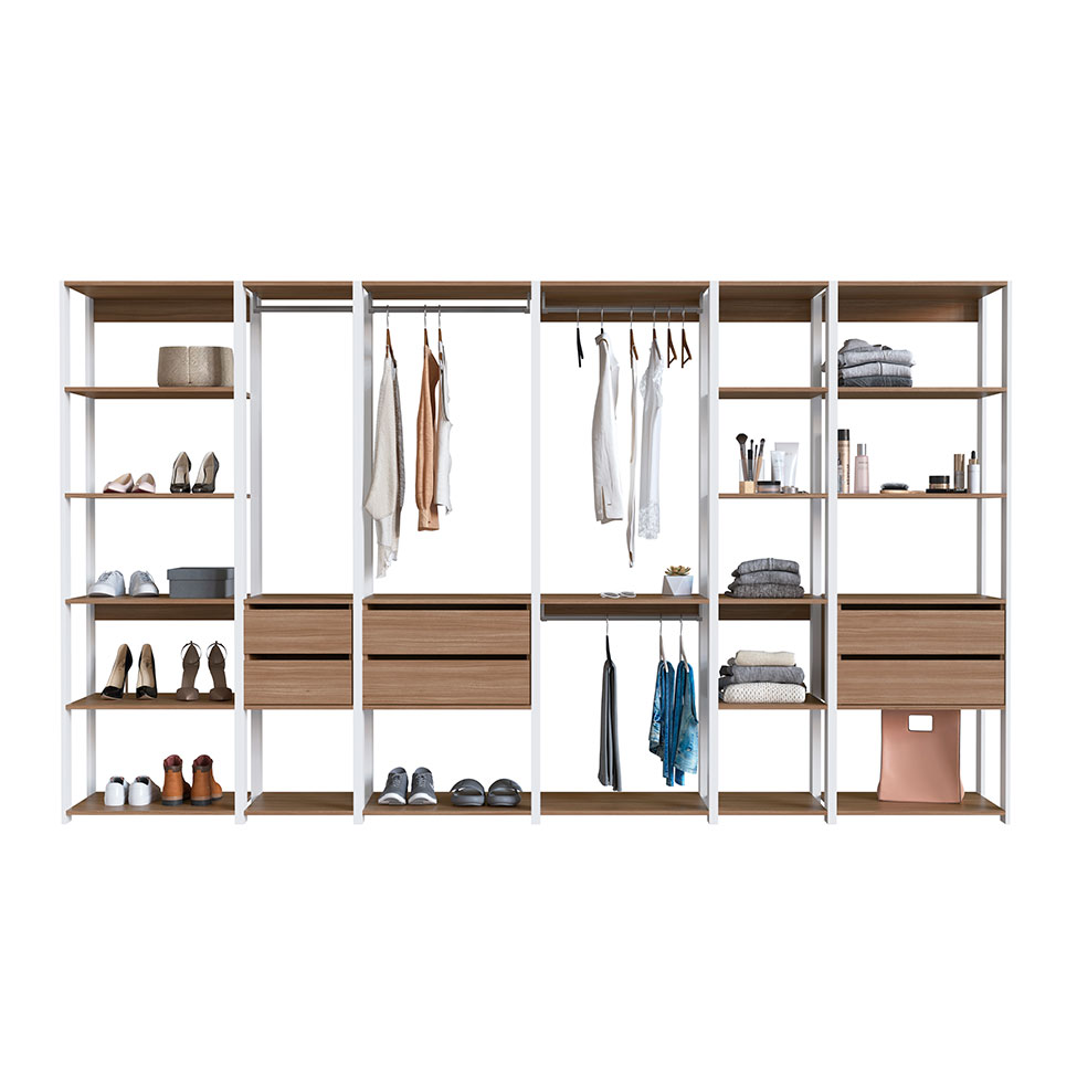 Guarda-Roupa Closet Belga 6 Gavetas Branco e Montana