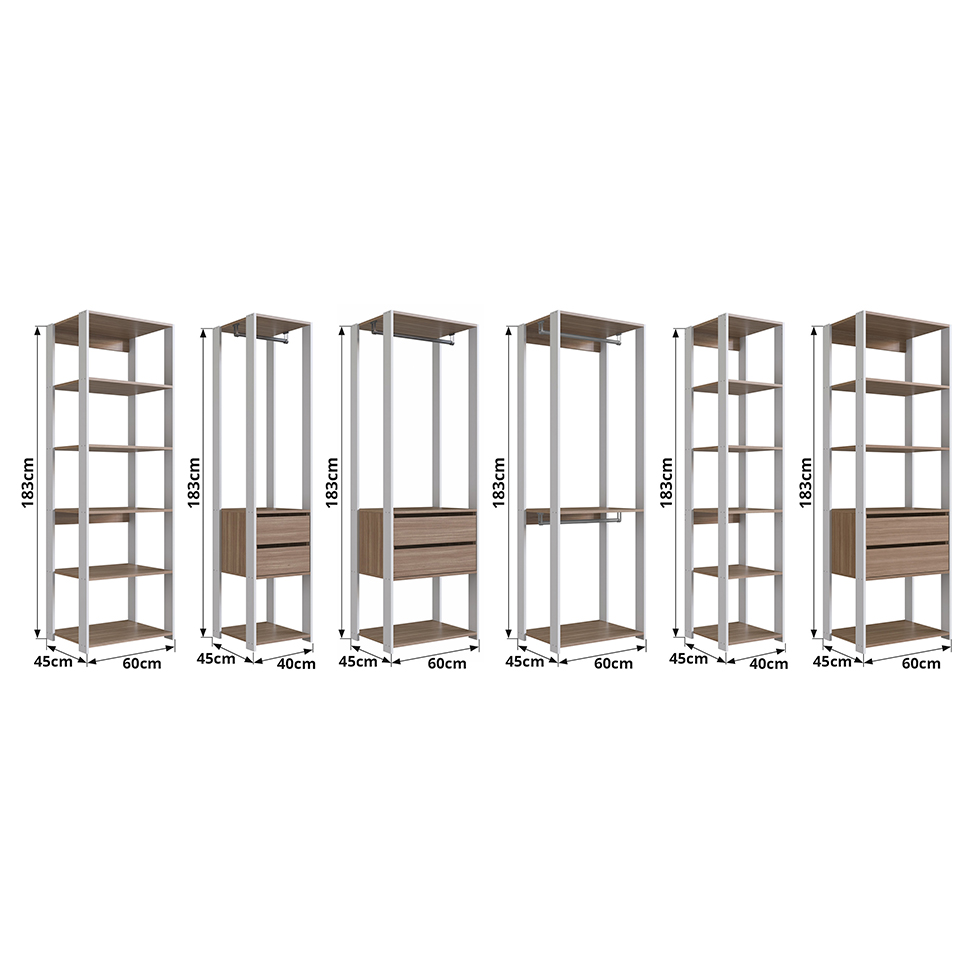 Guarda-Roupa Closet Belga 6 Gavetas Branco e Montana