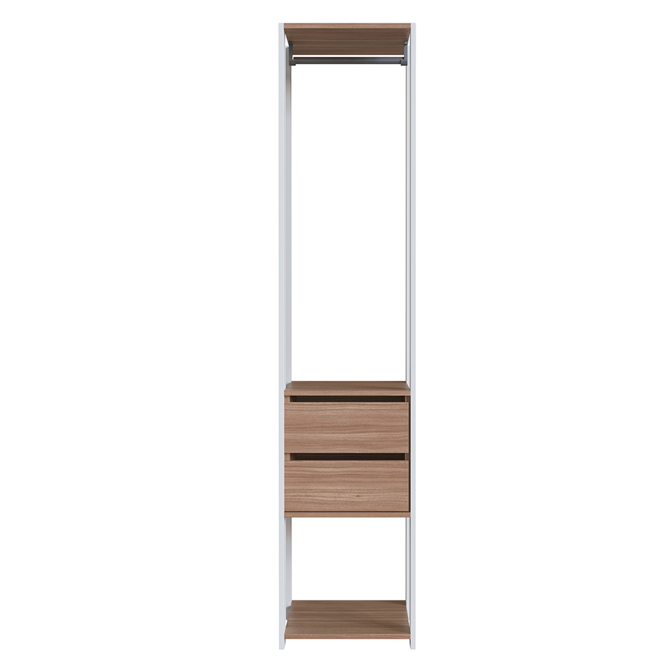Guarda-Roupa Closet Merlin com Cabideiro 2 Gavetas Branco e Montana 183x40 cm
