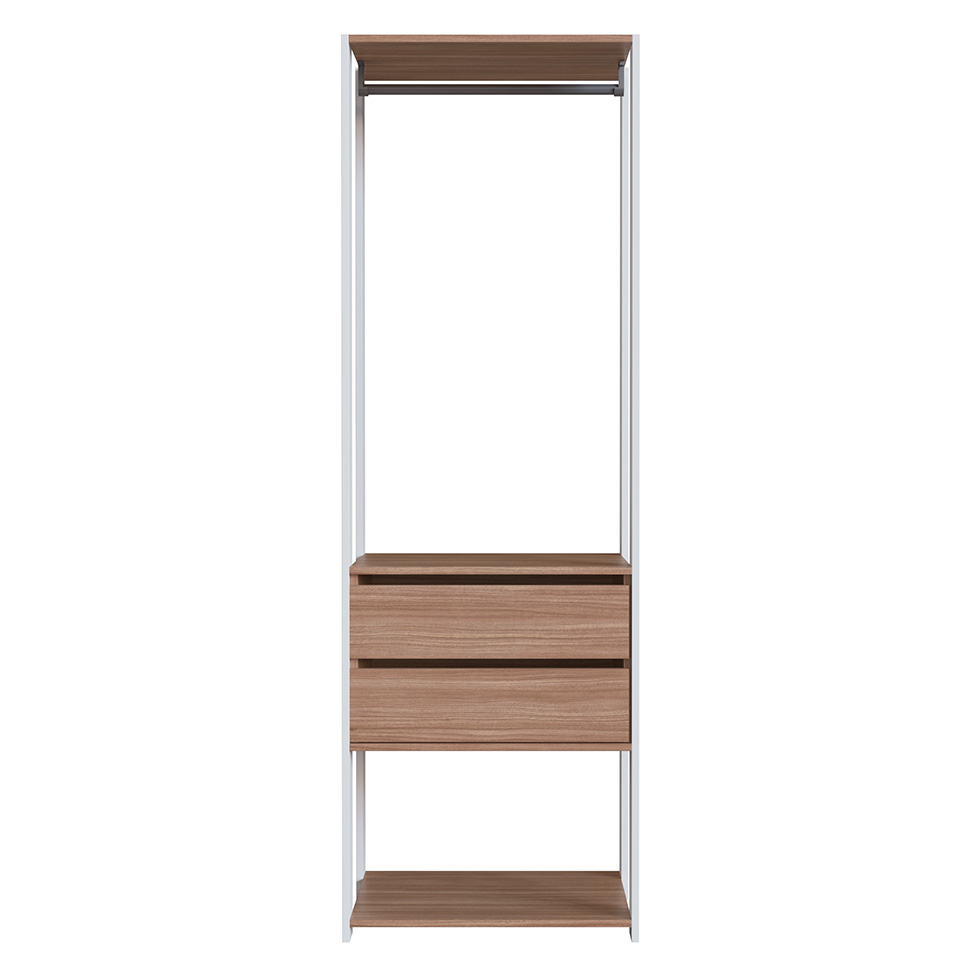 Guarda-Roupa Closet Merlin com Cabideiro 2 Gavetas Branco e Montana 183x60 cm