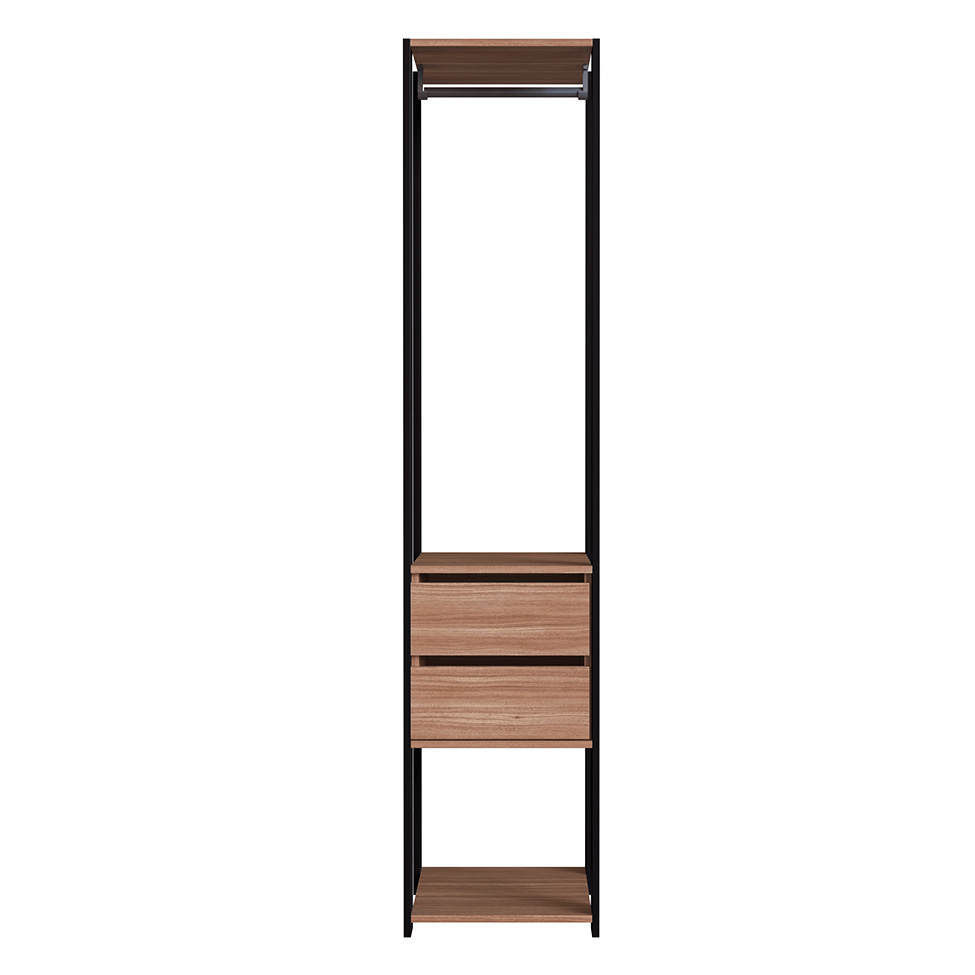 Guarda-Roupa Closet Merlin com Cabideiro 2 Gavetas Preto e Montana 183x40 cm