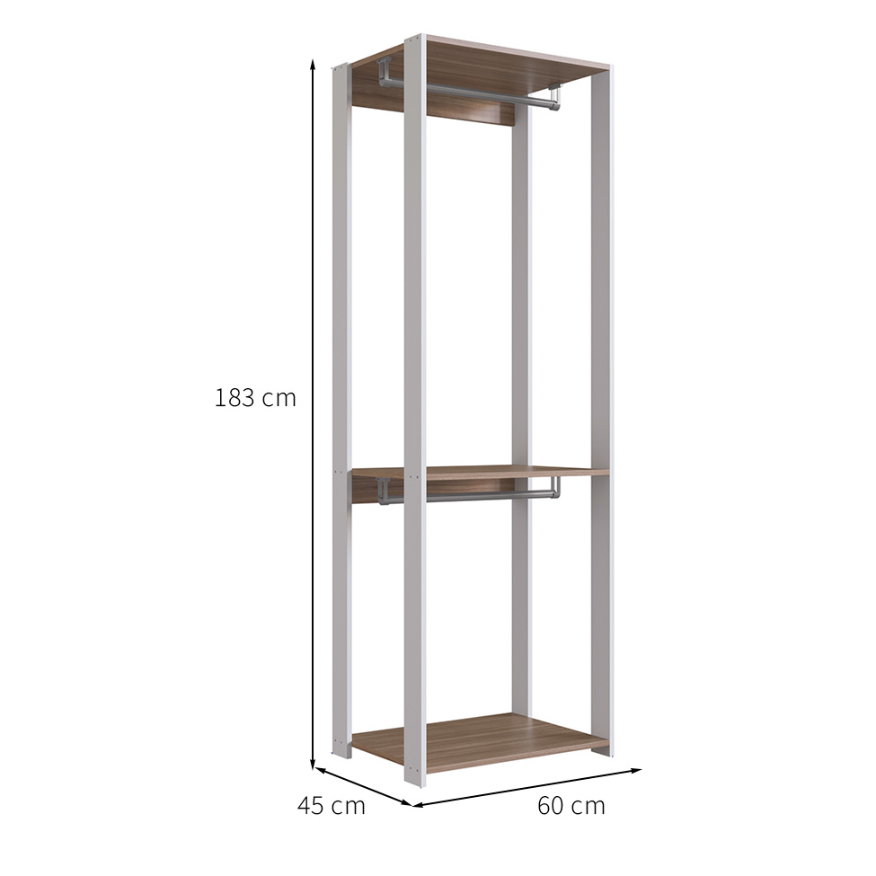 Guarda-Roupa Closet Merlin com Cabideiro Branco e Montana