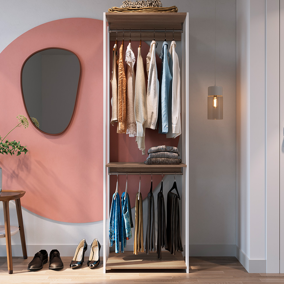 Guarda-Roupa Closet Merlin com Cabideiro Branco e Montana