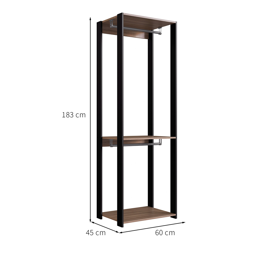 Guarda-Roupa Closet Merlin com Cabideiro Preto e Montana