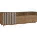 Rack Para Tv até 65' com 3 portas 180x40x55cm Mel e Fumê MDP Detalhe em Ripado Prodecor