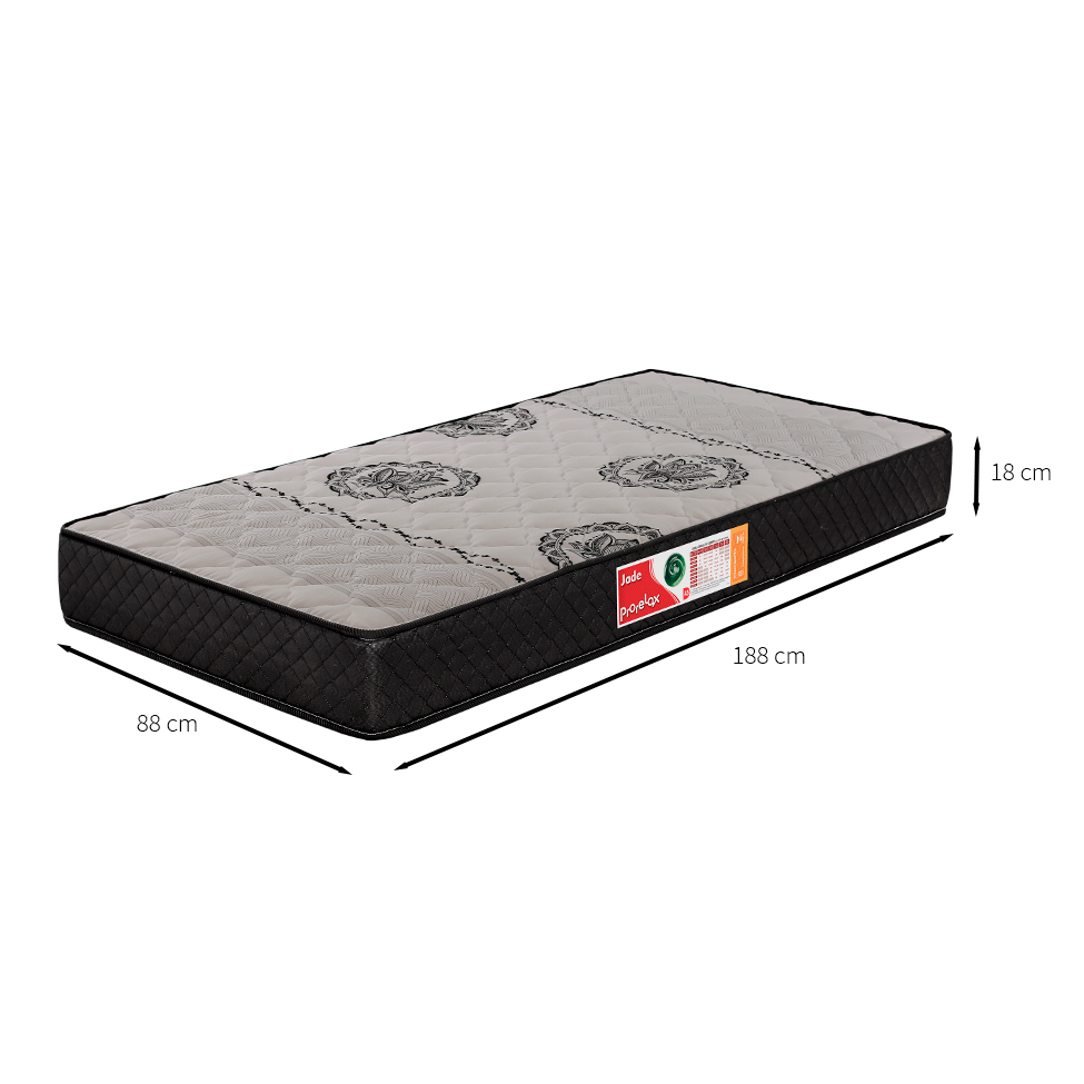 Colchão Solteiro Jade Espuma D45 (18x88x188) Cinza e Preto