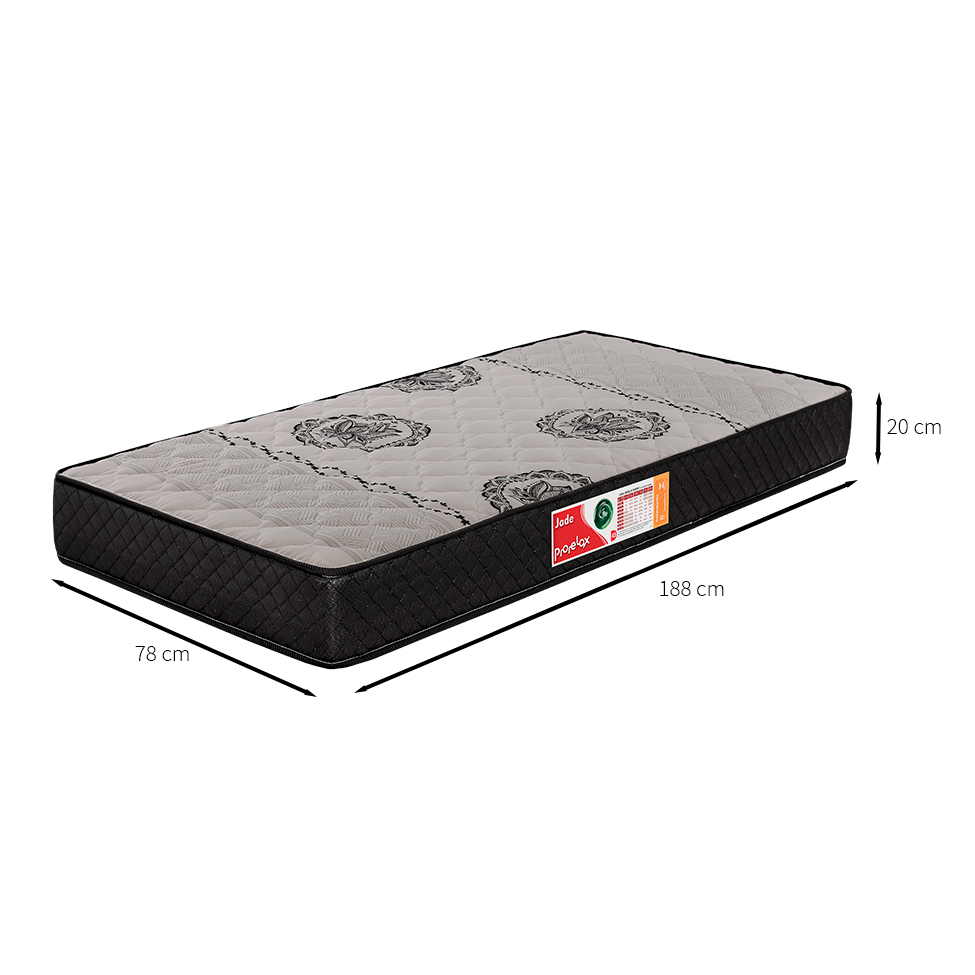 Colchão Solteiro Jade Espuma D45 (20x78x188) Cinza e Preto