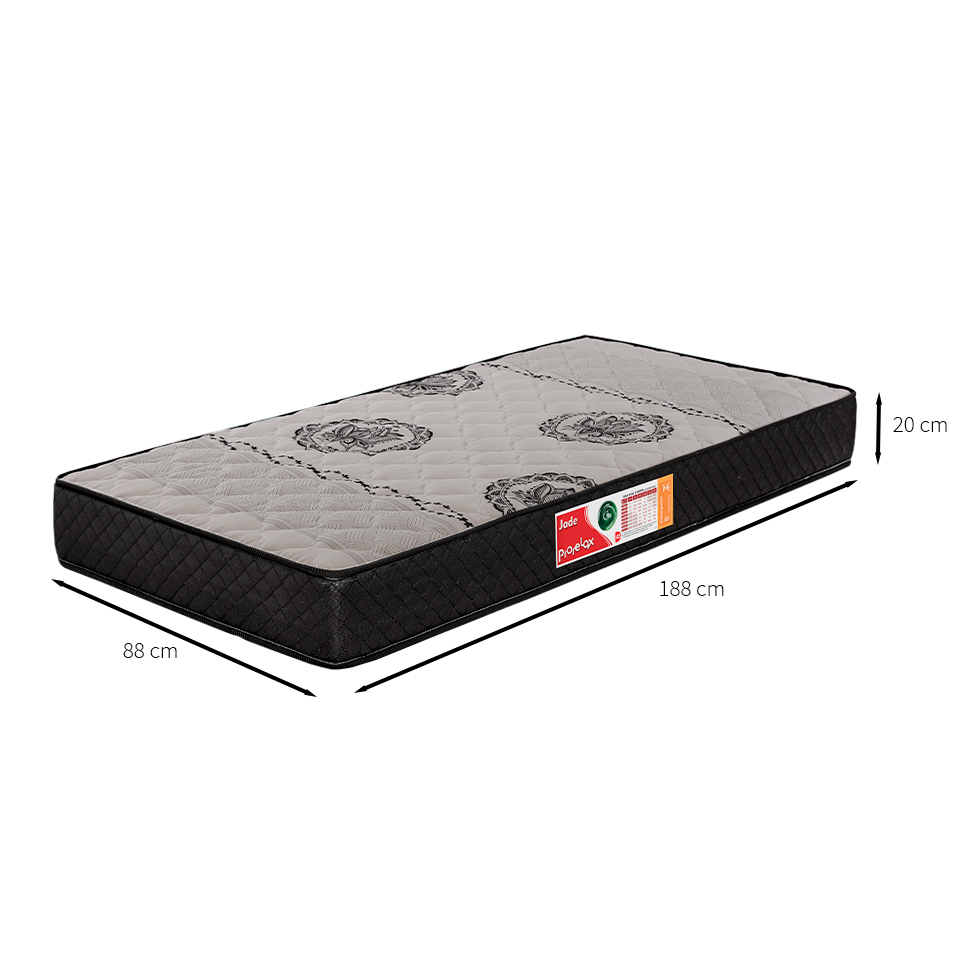 Colchão Solteiro Jade Espuma D45 (20x88x188) Cinza e Preto