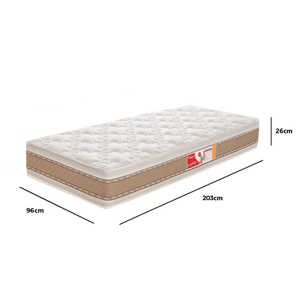 Colchão Solteiro King Tulipa D33 (26x96x203) Branco e Bege