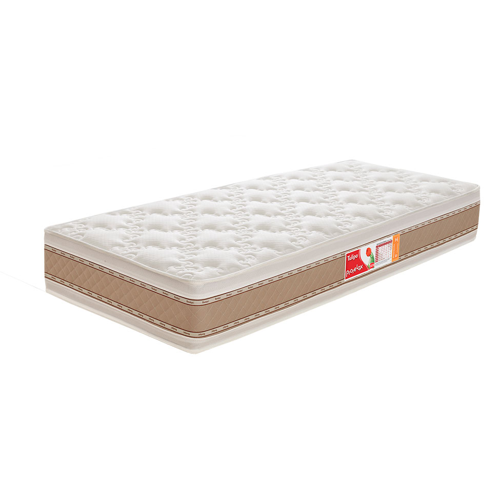 Colchão Solteiro Tulipa D33 (26x78x188) Branco e Bege