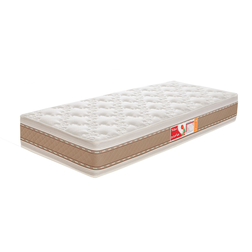 Colchão Solteiro Tulipa D33 (26x88x188) Branco e Bege