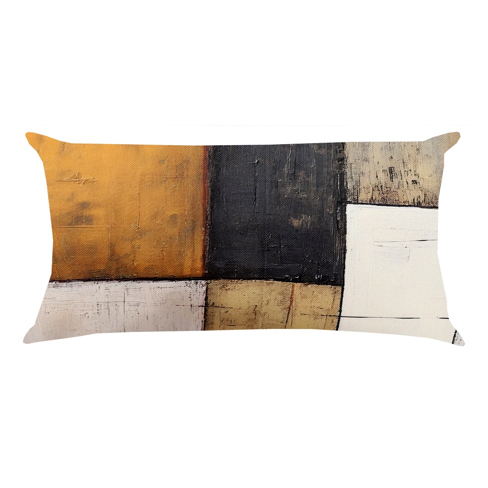 Almofada Retangular Mercúrio Rustic Angle Linho Amarela 30x50 cm