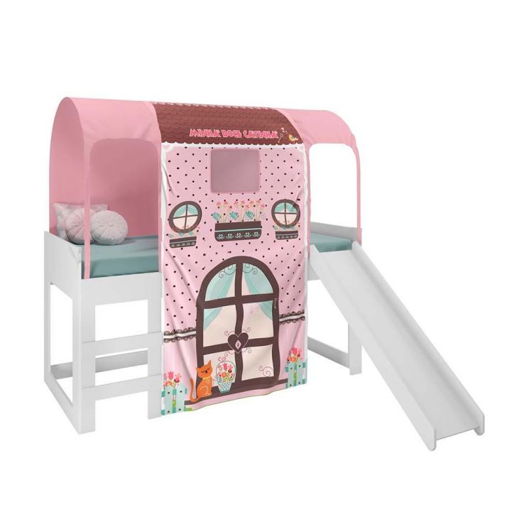 Cama Infantil Barbie Happy Pura Magia Branco/Rosa Pink em Promoção