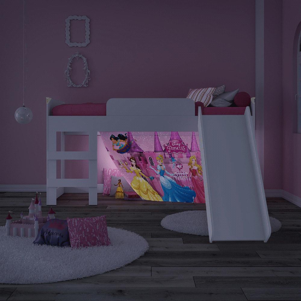 Cama com Escorregador com Dossel 1 Torre com Leds Space