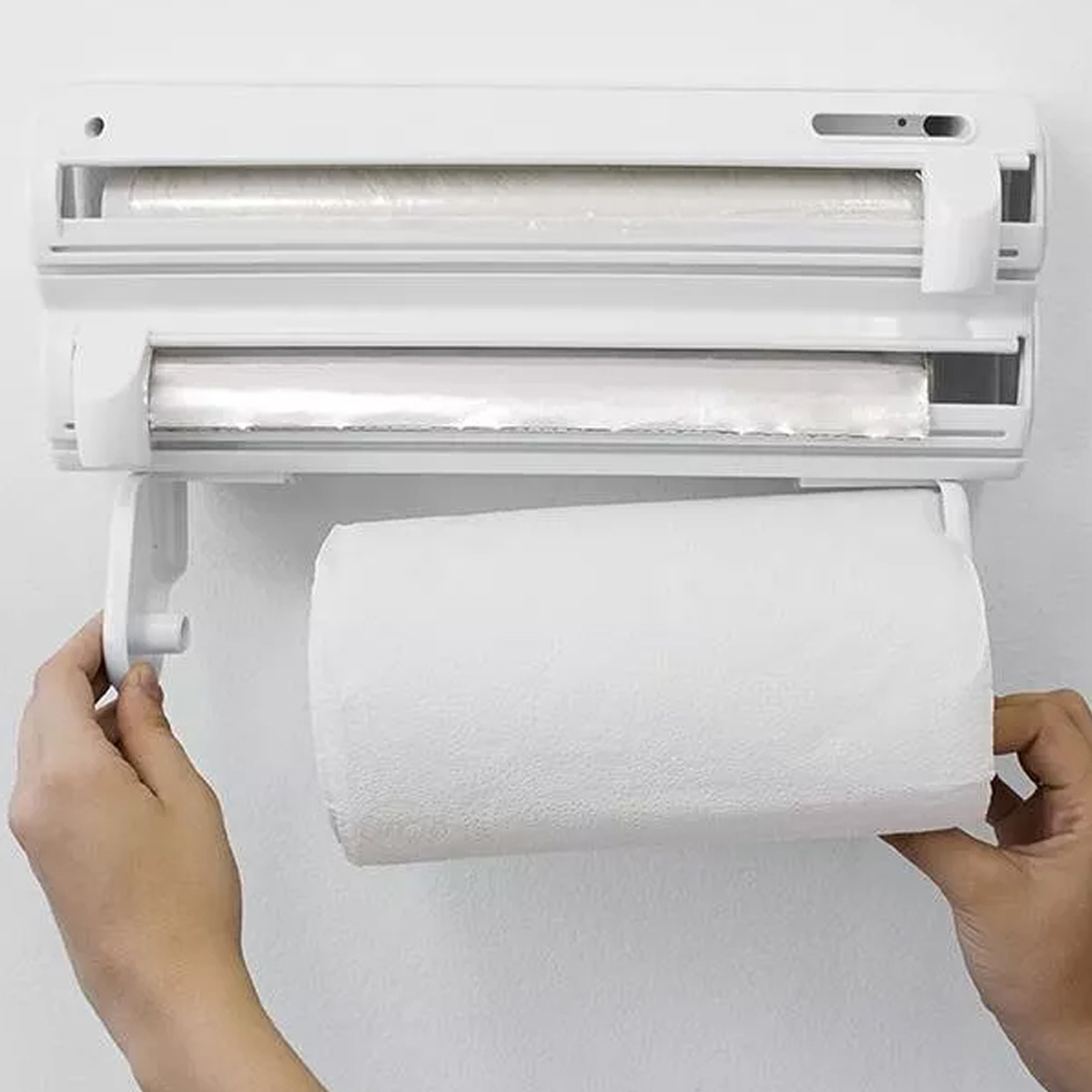 Porta Rolos Maxroll 3x1 Com Cortadores Aluminio Toalha Pvc Branco