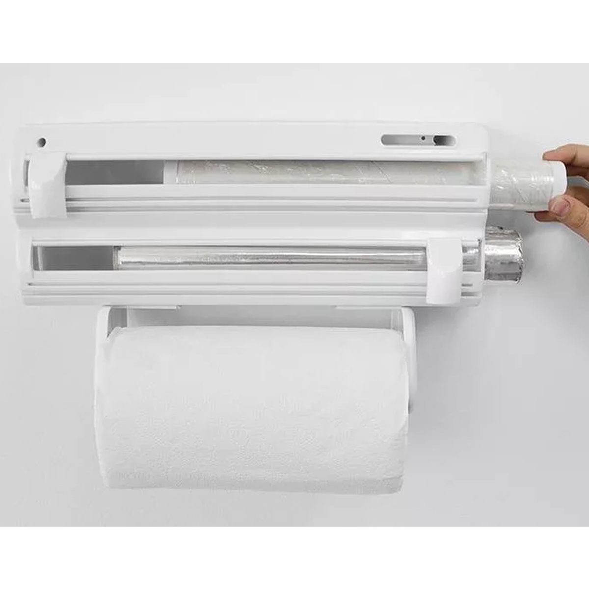 Porta Rolos Maxroll 3x1 Com Cortadores Aluminio Toalha Pvc Branco