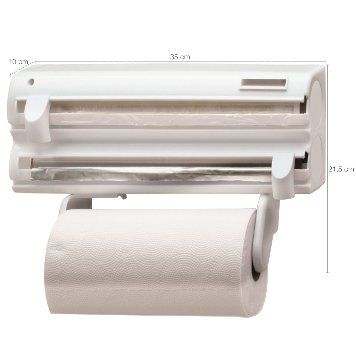 Porta Rolos Maxroll 3x1 Com Cortadores Aluminio Toalha Pvc Branco