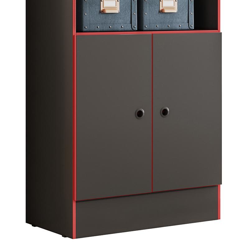 Armário Gamer 2 Portas Preto/Vermelho - Qmovi